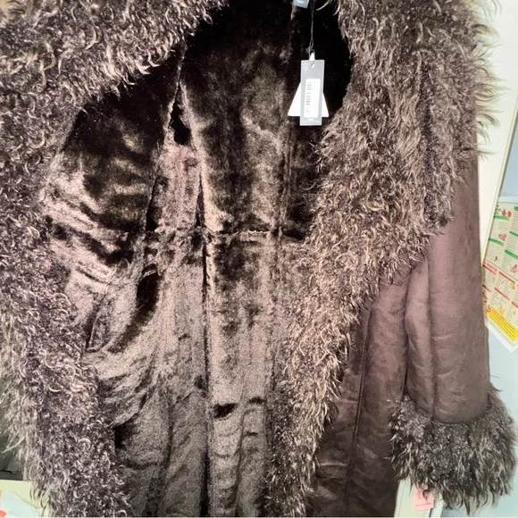Women's Chocolate Brown Afghan style Maxi coat with Faux Fur Trim "HOT ITEM" - Picture 5 of 7